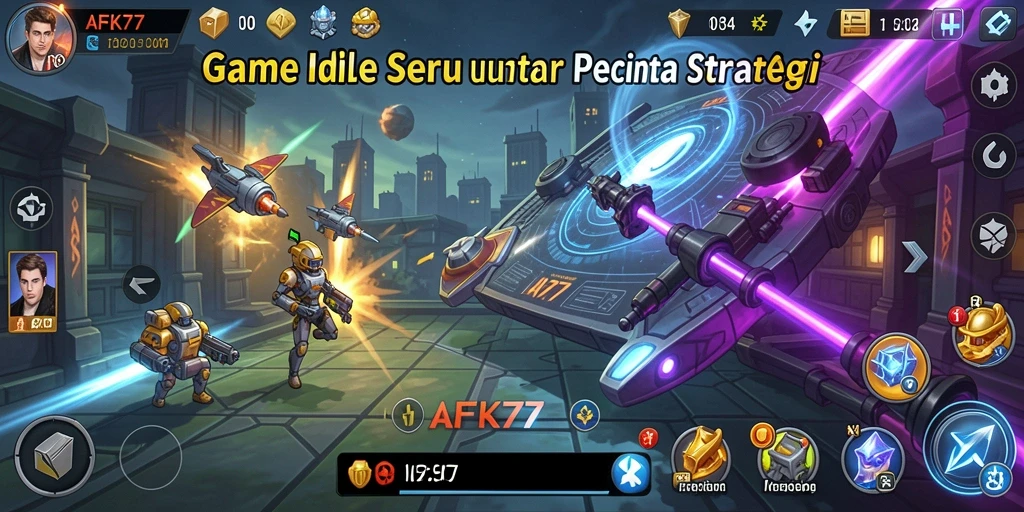 Tangkapan layar utama <strong>AFK77</strong> menunjukkan aksi seru karakter dalam gameplay Idle.