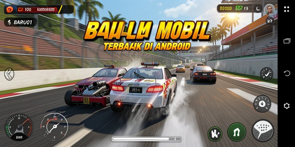 Tampilan gameplay intens BARU01 saat balapan di trek yang menantang.