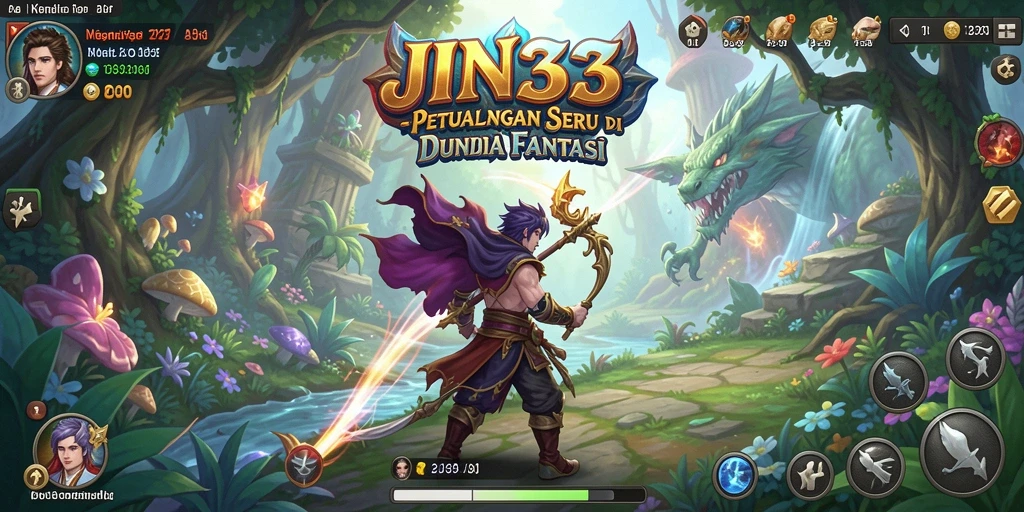 Tampilan layar permainan JIN33 yang menampilkan aksi petualangan.