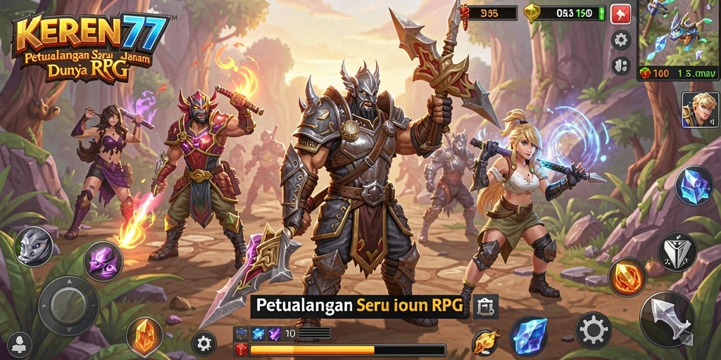 Tampilan gameplay KEREN77 menampilkan pertarungan epik dalam dunia RPG.