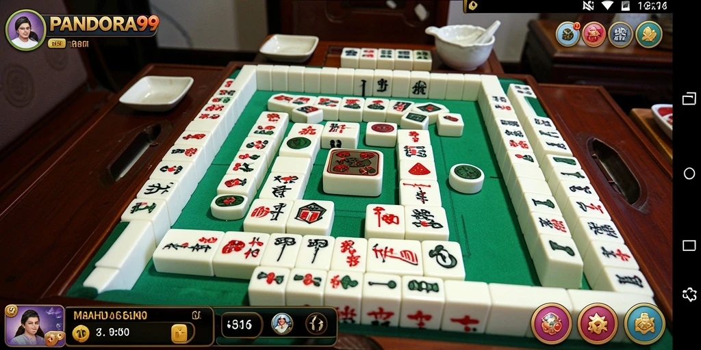 Tampilan gameplay seru dalam PANDORA99 yang menghadirkan Mahjong.