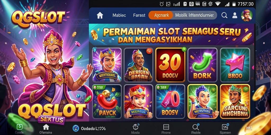 Screenshot gameplay QQSLOT menampilkan mesin slot yang menarik dan bonus yang menguntungkan.