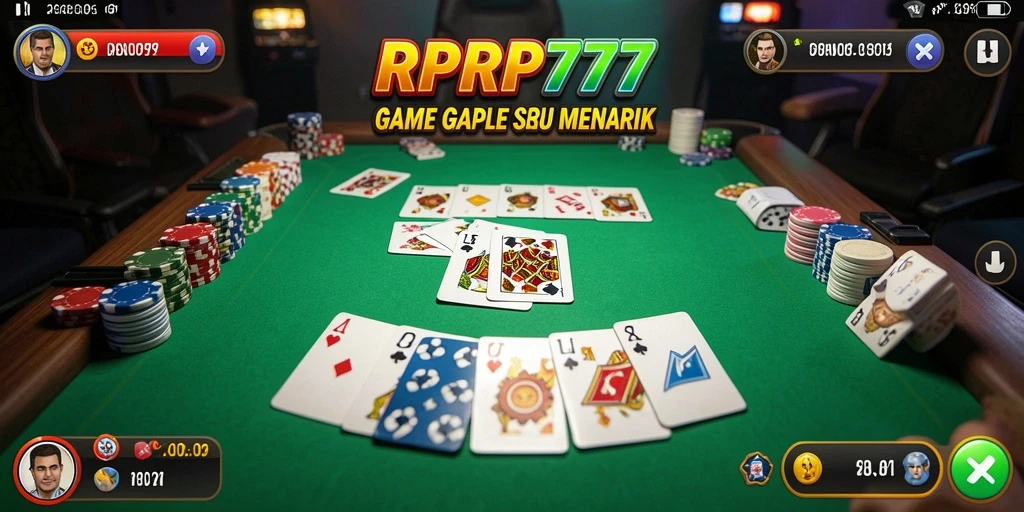 Screenshot gameplay RPRP777 yang menggambarkan suasana permainan Gaple.