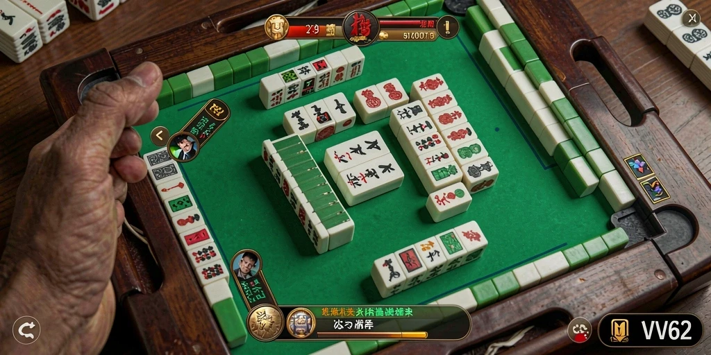 Screenshot gameplay VV62 menunjukkan keseruan bermain Mahjong.